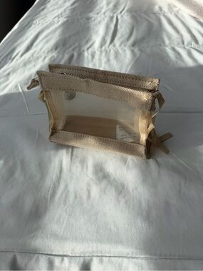 The Body Shop Beige Mesh Zip Cosmetic Pouch